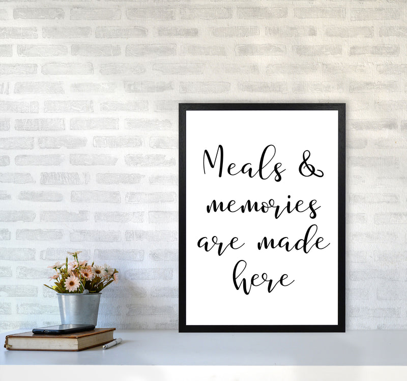 Meals And Memories Modern Print, Framed Kitchen Wall Art A2 White Frame