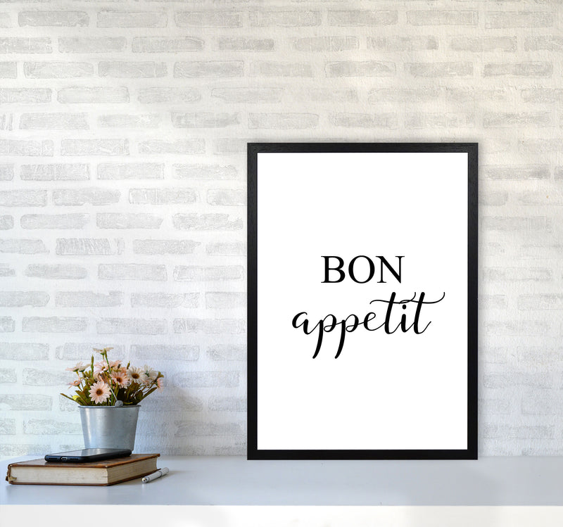 Bon Appetit Framed Typography Wall Art Print A2 White Frame