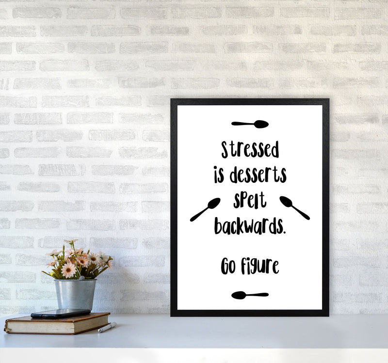 Stressed Is Desserts Spelled Backwards Modern Print, Framed Kitchen Wall Art A2 White Frame