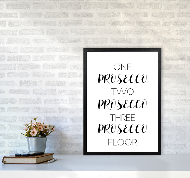 One Prosecco Two Prosecco Modern Print, Framed Kitchen Wall Art A2 White Frame