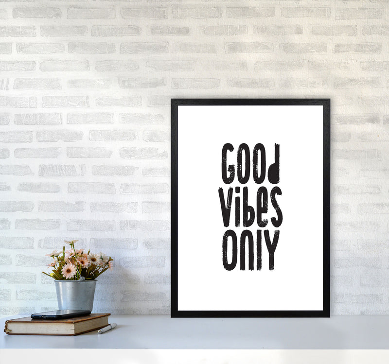 Good Vibes Only Framed Typography Wall Art Print A2 White Frame