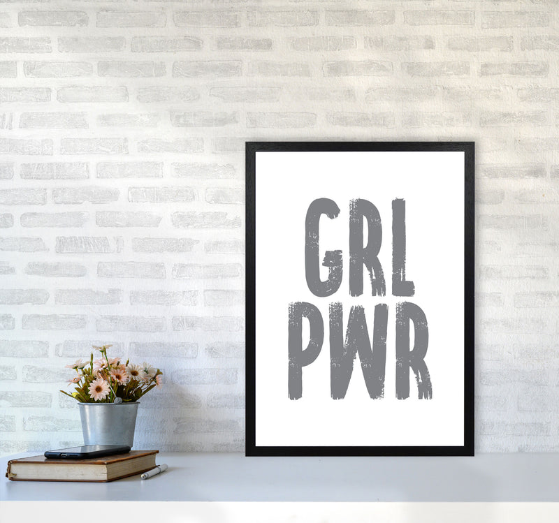 Girl Power Grey Framed Typography Wall Art Print A2 White Frame