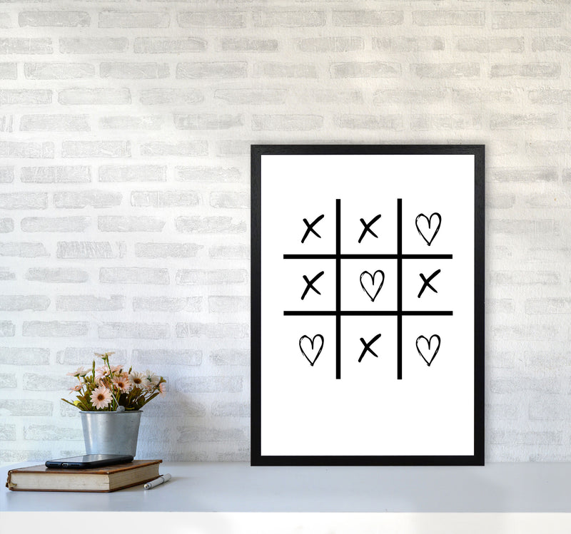 Hearts And Crosses Modern Print A2 White Frame