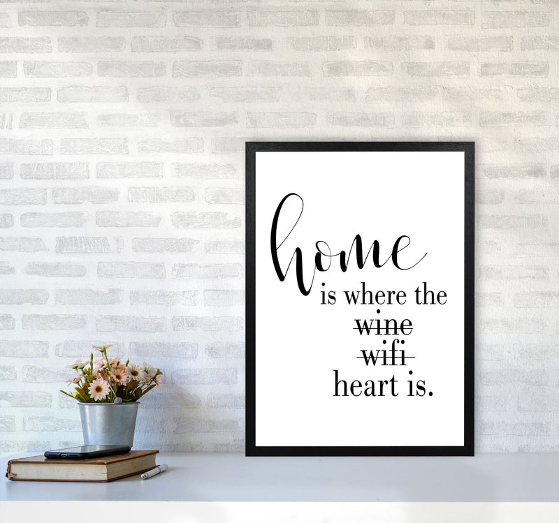 Home Is Where The Heart Is Framed Typography Wall Art Print A2 White Frame