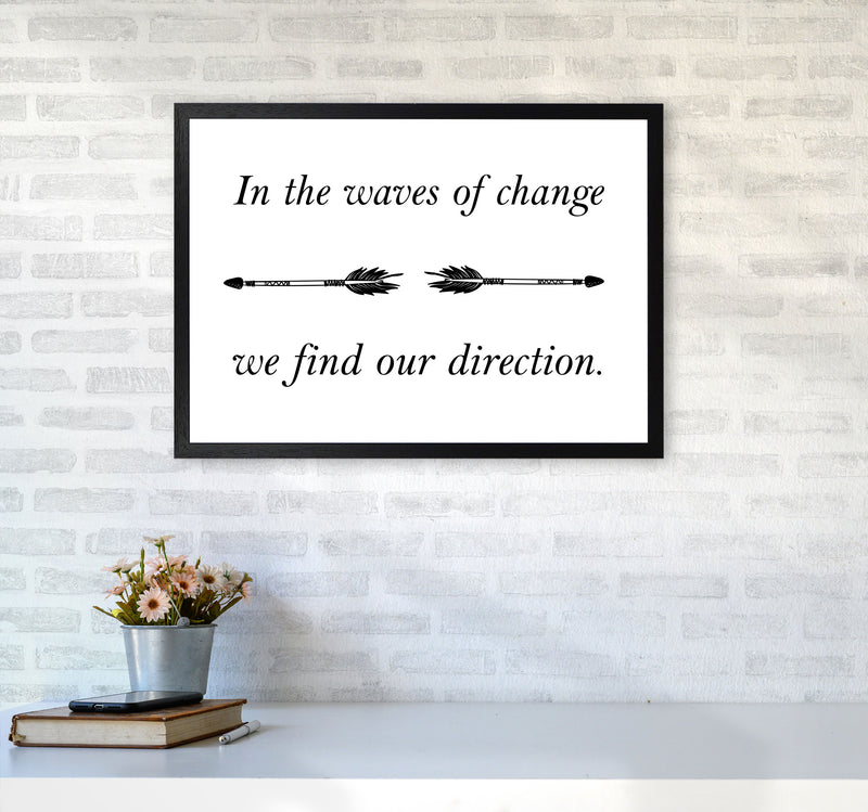 In The Waves Of Change, We Find Our Direction Framed Typography Wall Art Print A2 White Frame
