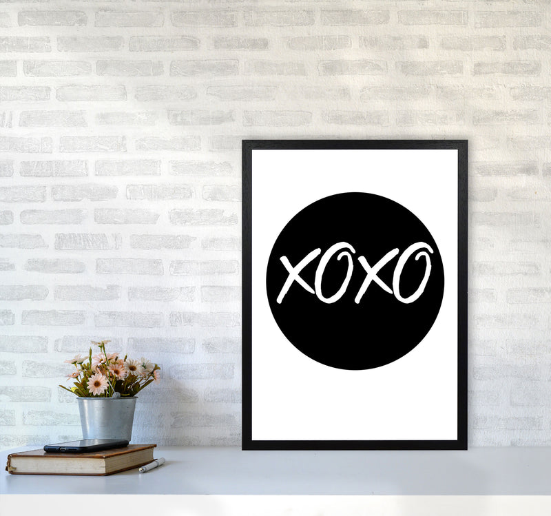 XOXO Black Circle Modern Print A2 White Frame
