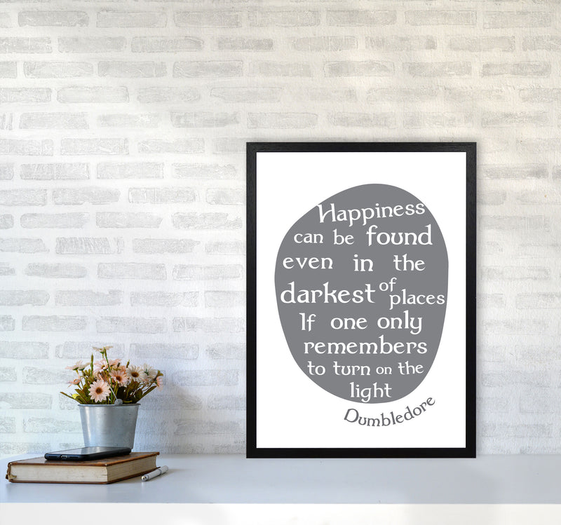 Happiness, Dumbledore Quote Framed Typography Wall Art Print A2 White Frame