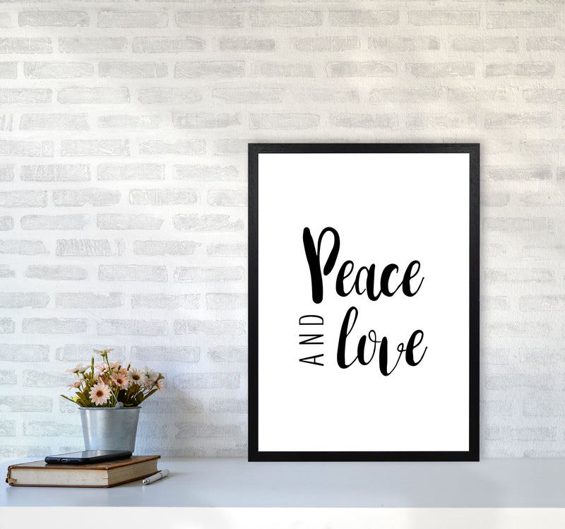Peace And Love Framed Typography Wall Art Print A2 White Frame