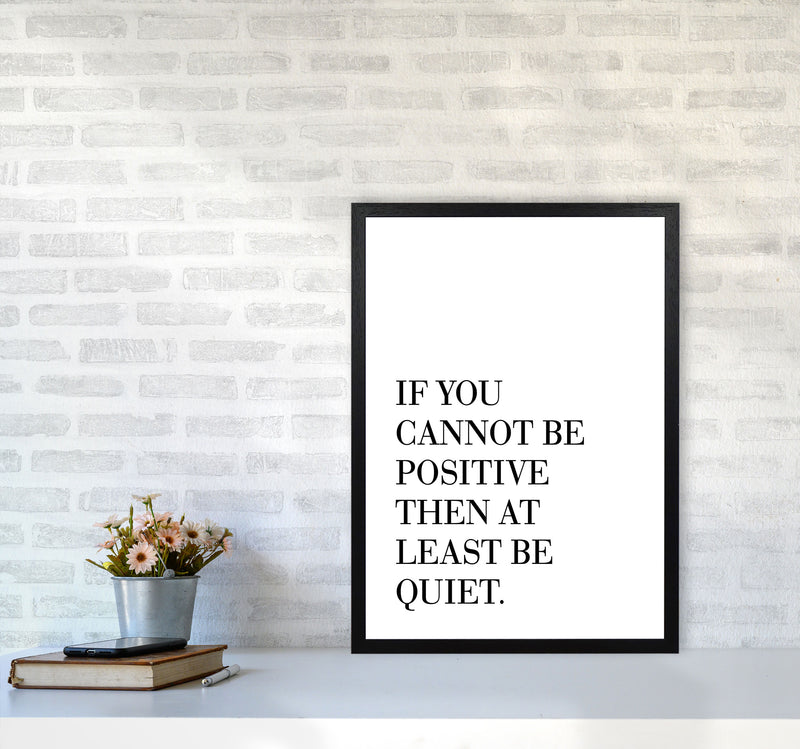 Be Quiet Framed Typography Wall Art Print A2 White Frame
