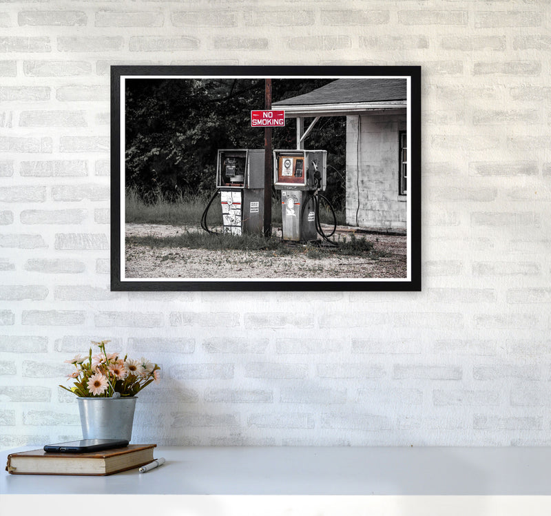 Abandoned Gas Pumps Modern Photography Print A2 White Frame