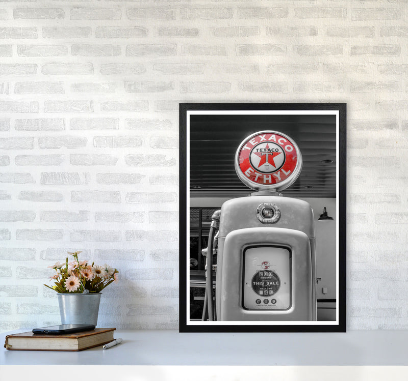 Texaco Gas Pump Modern Print A2 White Frame