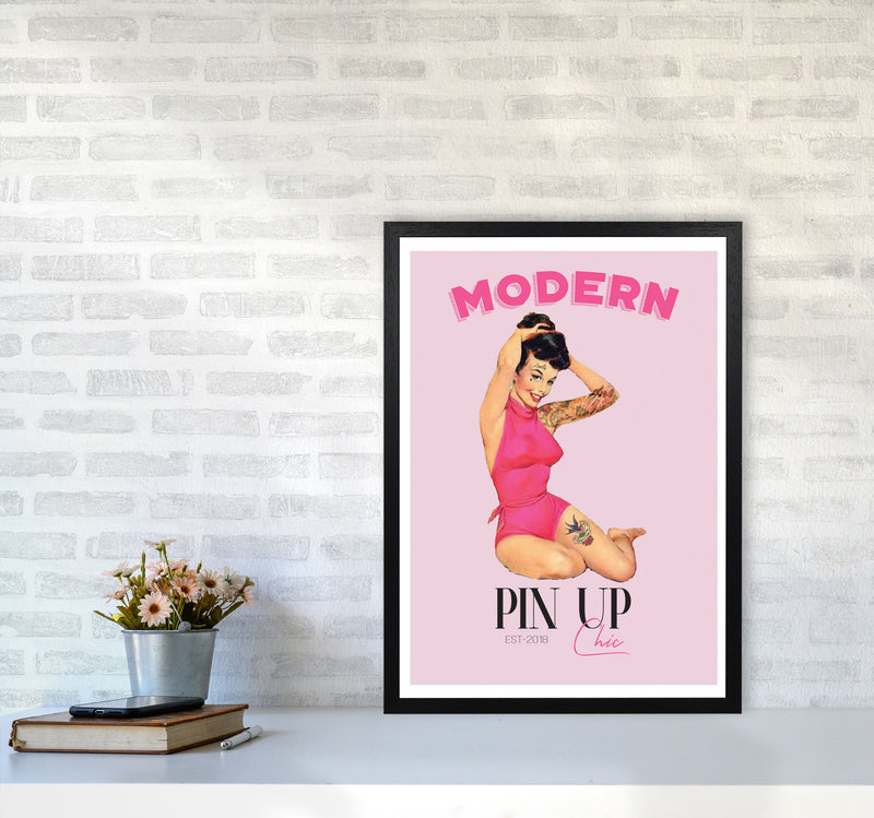 Modern Pin Up Girl Modern Print A2 White Frame
