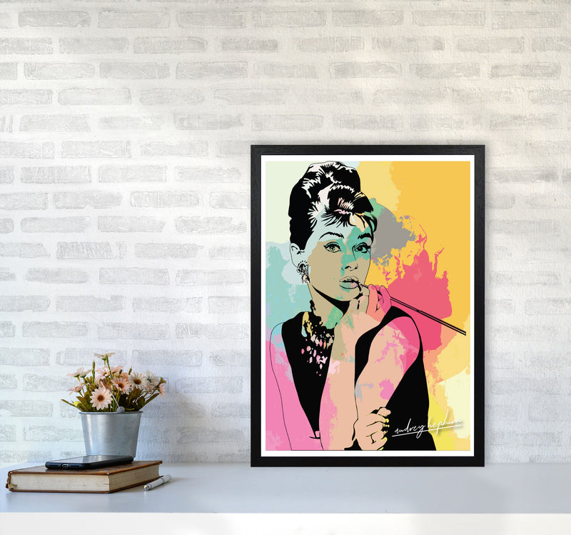 Audrey Hepburn In Colour Modern Print A2 White Frame