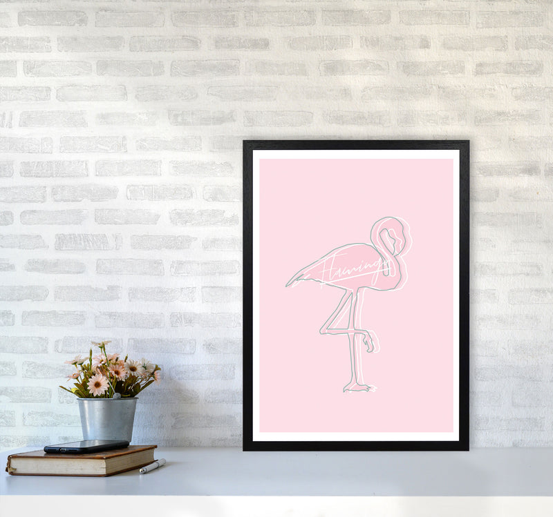 Pink Flamingo Modern Print Animal Art Print A2 White Frame