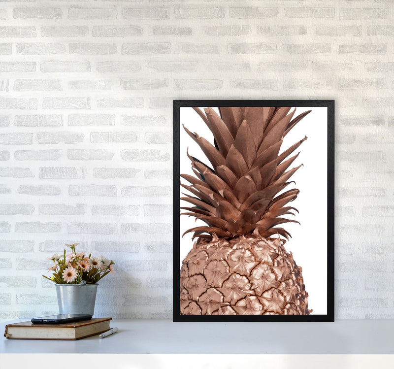 Rose Gold Pineapple Modern Print, Framed Kitchen Wall Art A2 White Frame