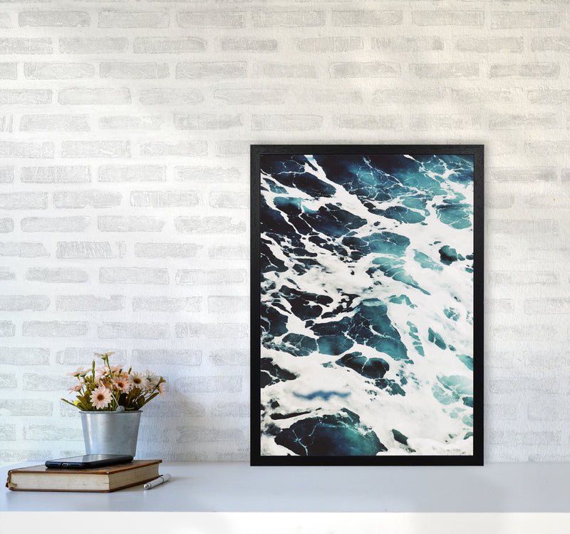 Blue White Water Modern Print, Framed Botanical & Nature Art Print A2 White Frame