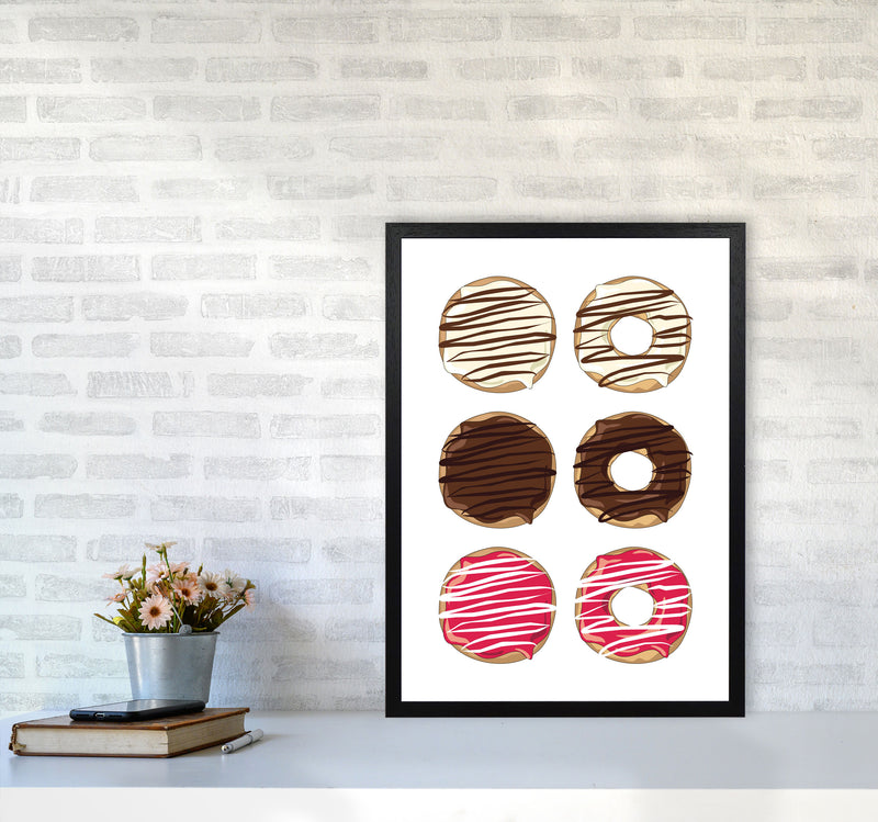 Donuts White Modern Print, Framed Kitchen Wall Art A2 White Frame