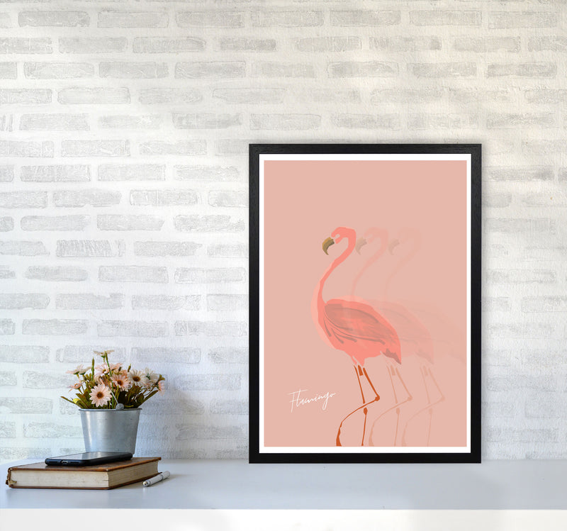 Flamingo Shadow Modern Print Animal Art Print A2 White Frame