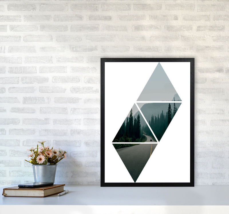 Abstract Triangles And Forest Modern Print A2 White Frame