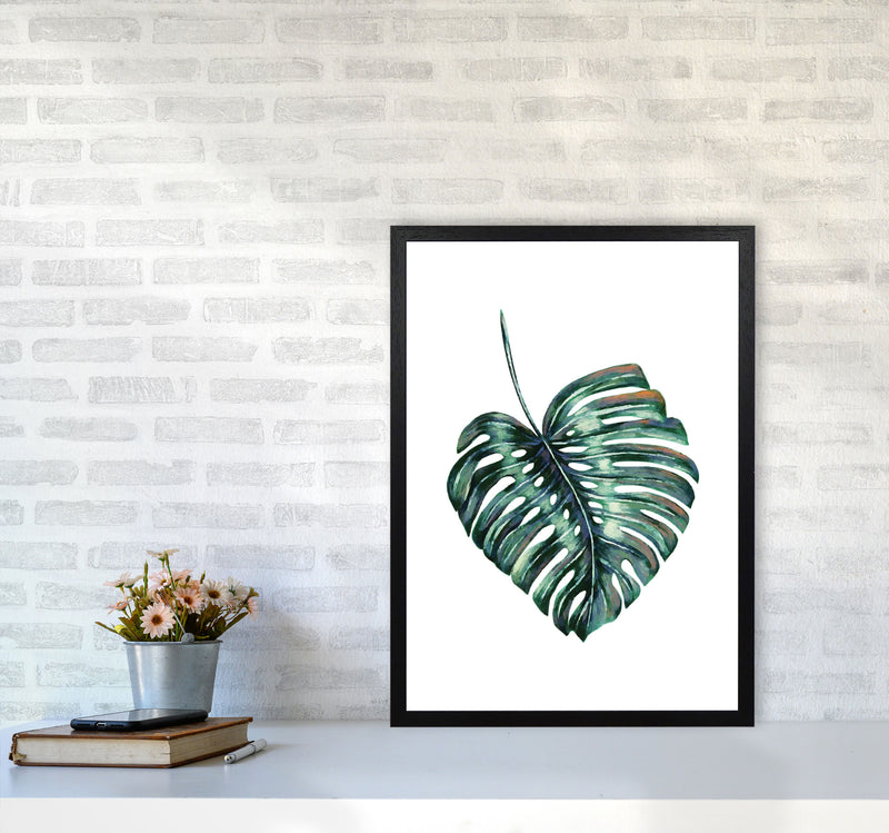 Monstera Leaf Full Modern Print, Framed Botanical & Nature Art Print A2 White Frame