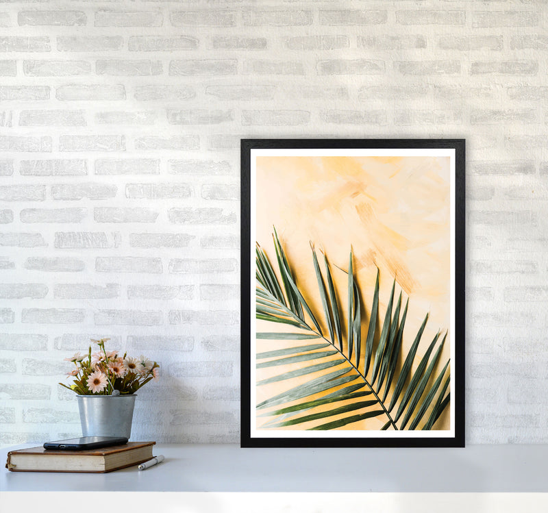 Palm Leaf Yellow Modern Print, Framed Botanical & Nature Art Print A2 White Frame