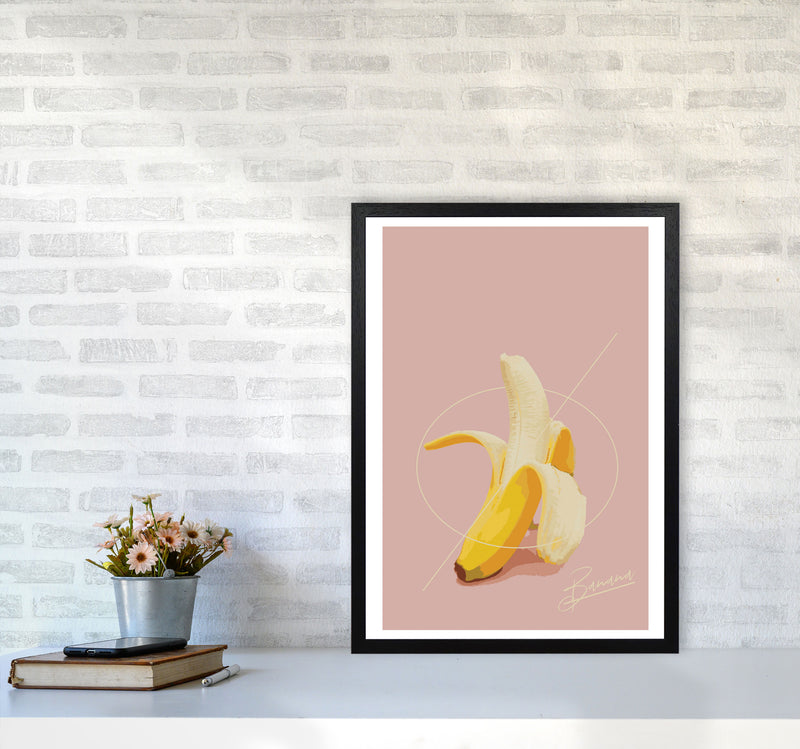 Banana Modern Print, Framed Kitchen Wall Art A2 White Frame