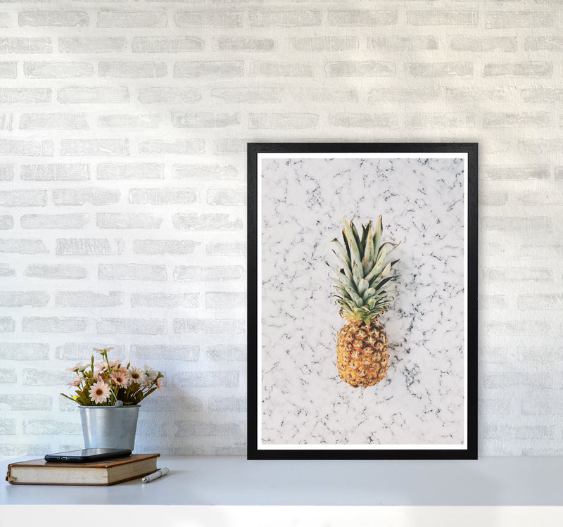 Marble Pineapple Modern Print, Framed Kitchen Wall Art A2 White Frame
