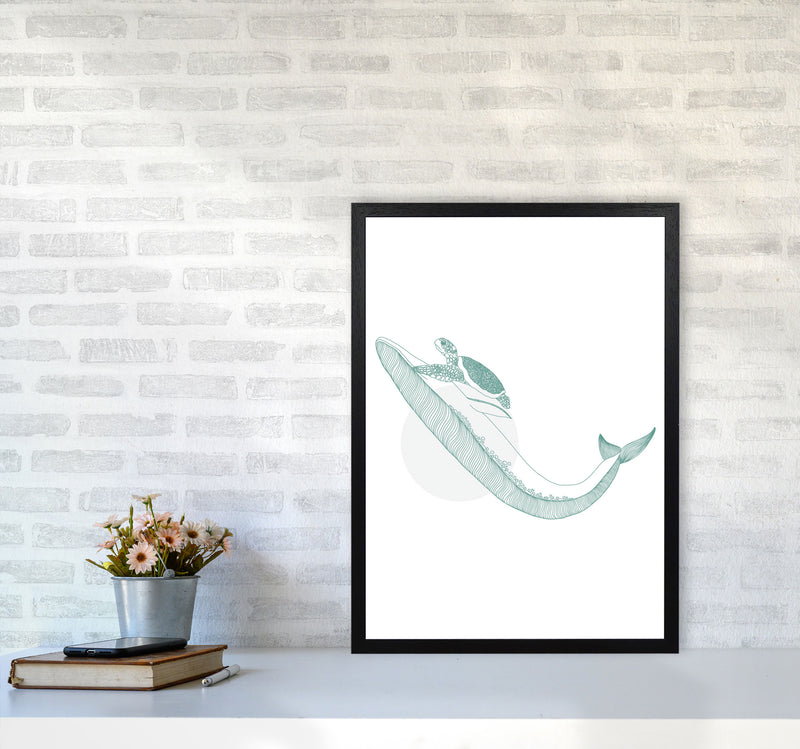 Marine Animals Whale And Turtle Modern Print Animal Art Print A2 White Frame