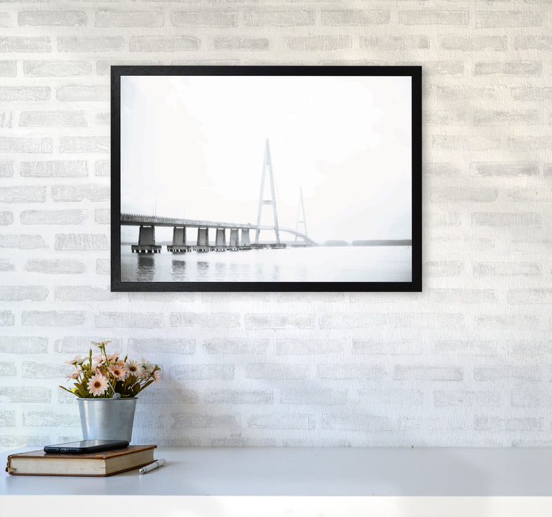 Minimal Grey Bridge Modern Print A2 White Frame