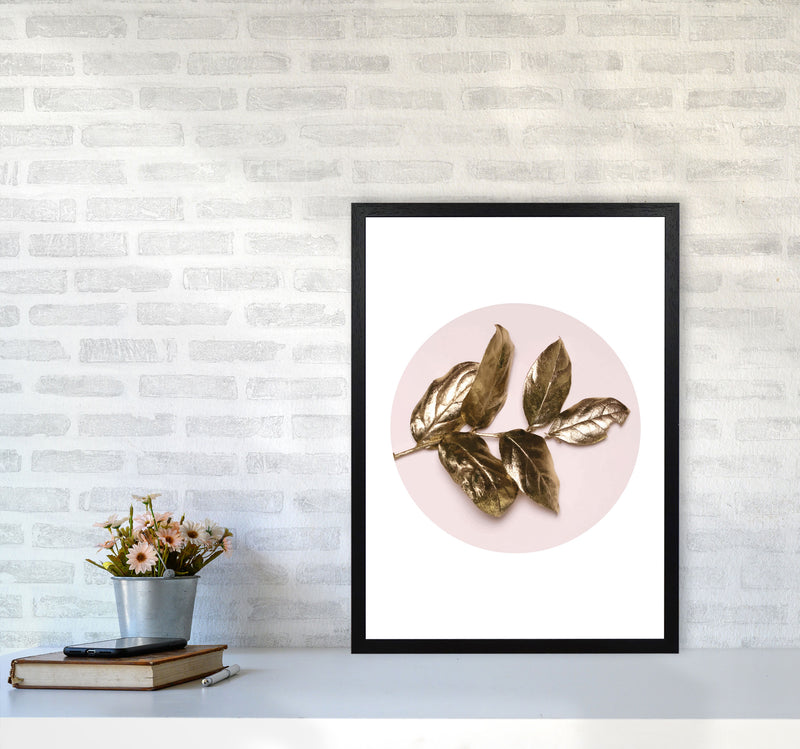 Pink And Gold Leaf Modern Print, Framed Botanical & Nature Art Print A2 White Frame