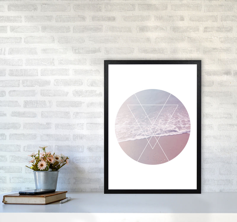 Pink And Blue Abstract Tide Modern Print A2 White Frame
