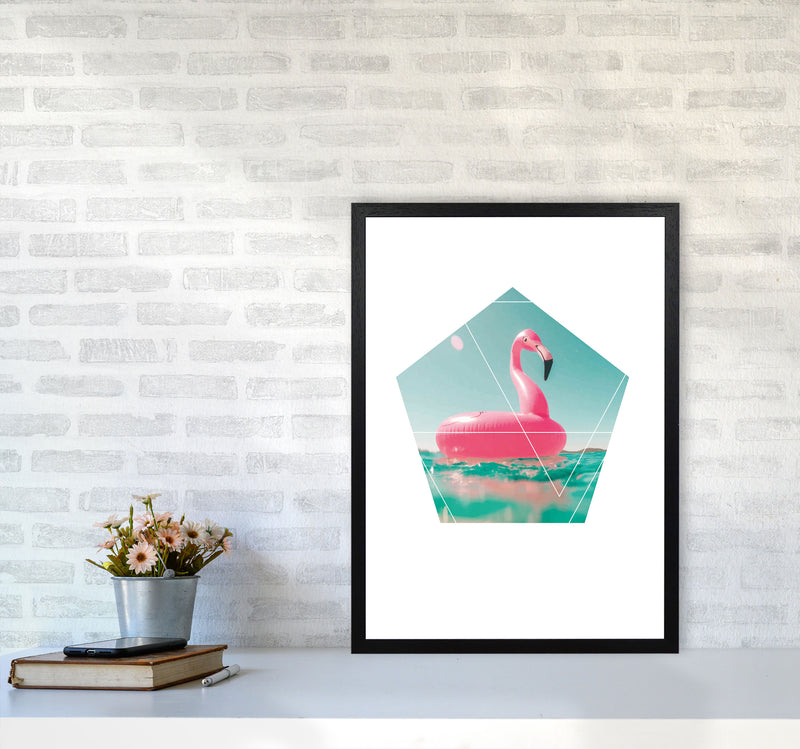 Pink Flamingo Inflatable Modern Print A2 White Frame