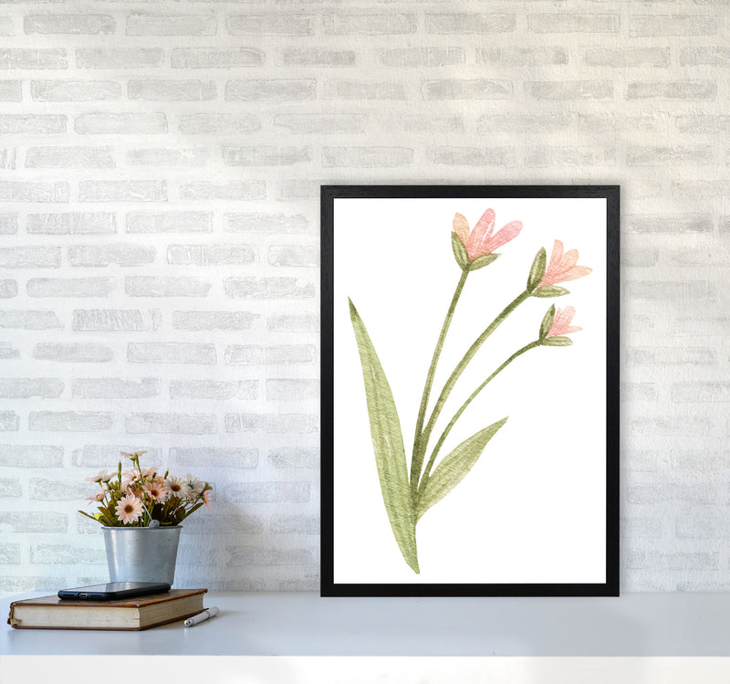 Pink Watercolour Flower 1 Modern Print A2 White Frame
