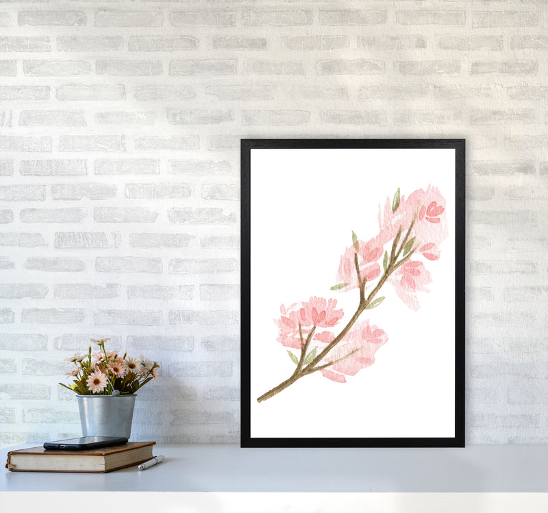 Pink Watercolour Flower 4 Modern Print A2 White Frame