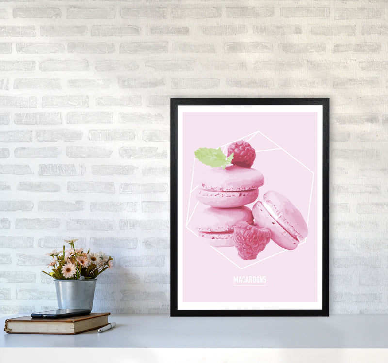 Pink Macaroons Modern Print A2 White Frame