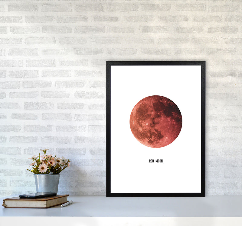 Red Moon Modern Print A2 White Frame