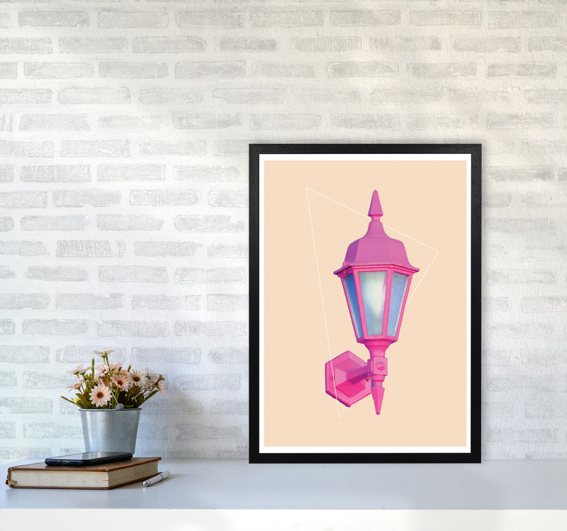 Pink Geo Lamp Modern Print A2 White Frame
