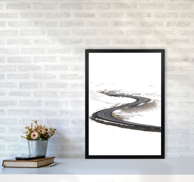 Snowy Road Pass Modern Print A2 White Frame