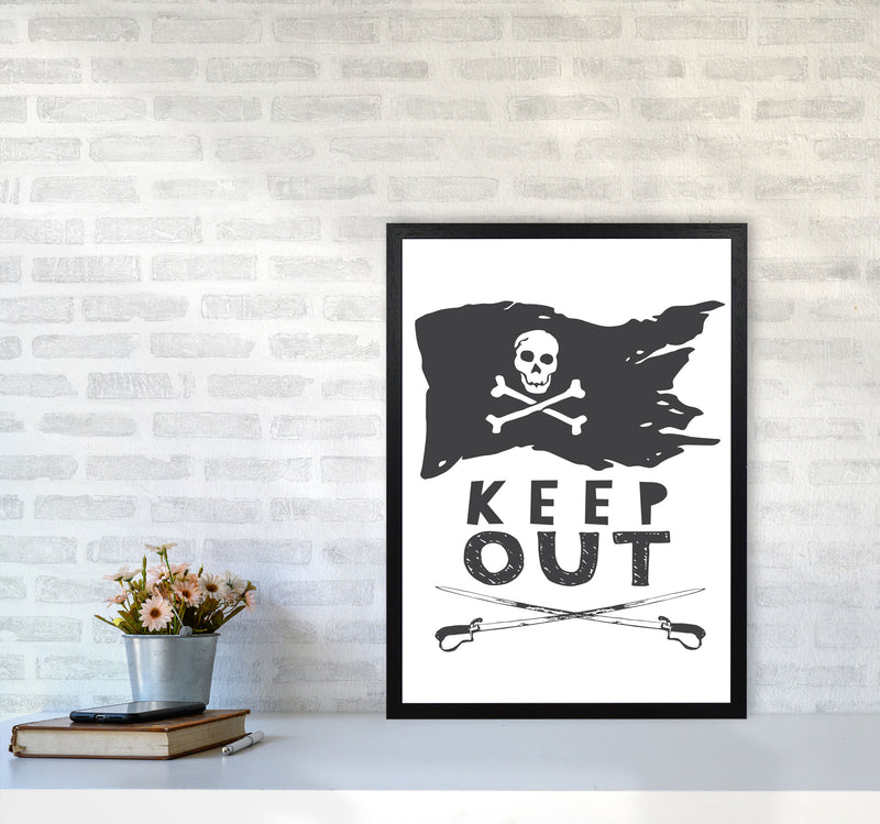 Pirate Keep Out Framed Nursey Wall Art Print A2 White Frame