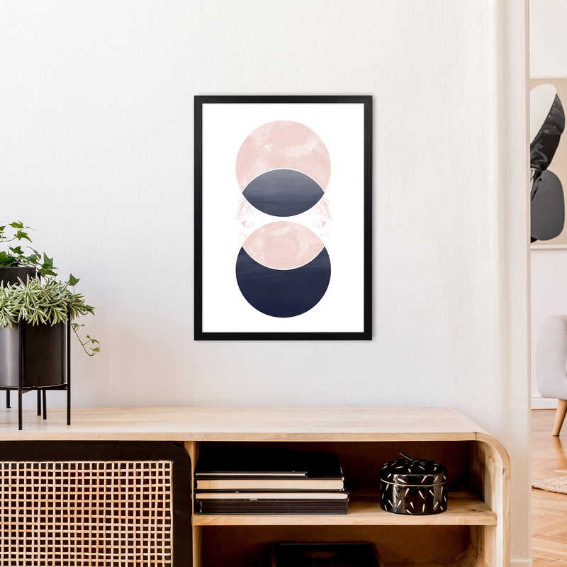 Navy And Marble Pink 1 Art Print by Pixy Paper A2 White Frame