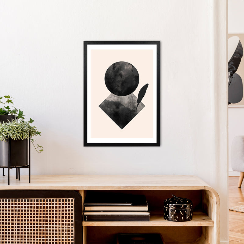 Nude And Black Watercolour 2 Art Print by Pixy Paper A2 White Frame