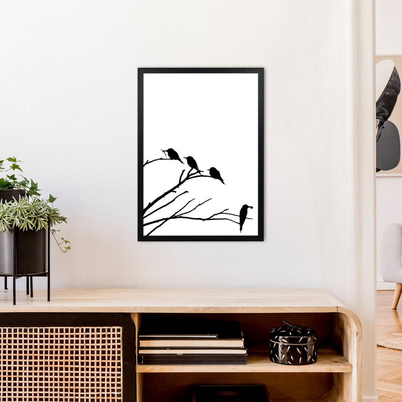Corner Branch With Birds Art Print by Pixy Paper A2 White Frame