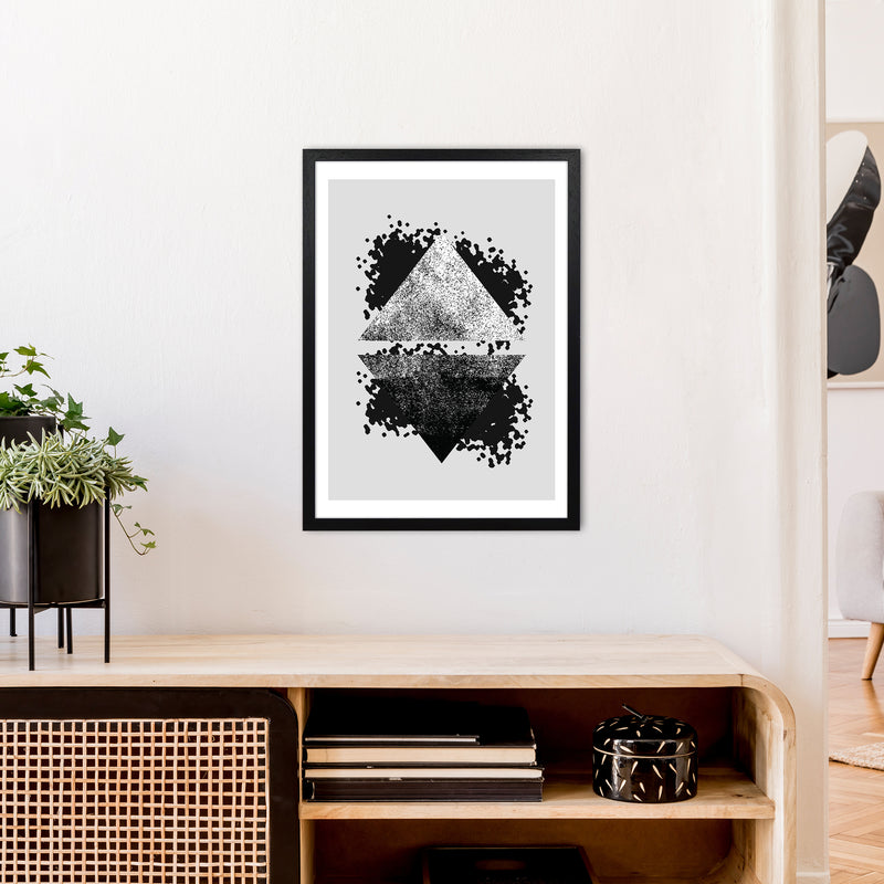 Graffiti Black And Grey Reflective Triangles  Art Print by Pixy Paper A2 White Frame