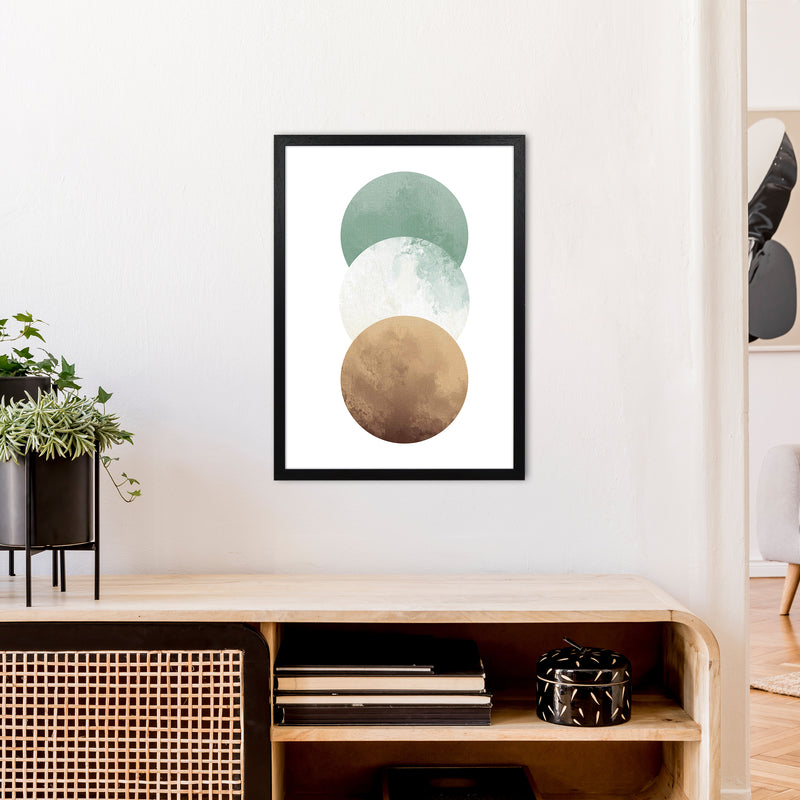 Green And Beige Watercolour Circles Abstract  Art Print by Pixy Paper A2 White Frame