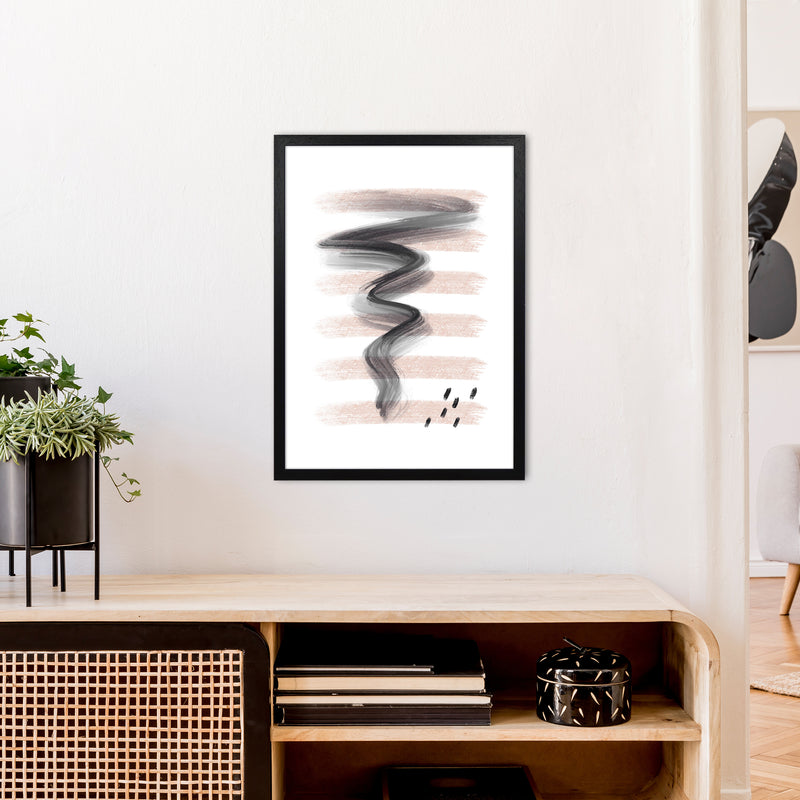 Dalia Chalk Pink Lines Black Storm  Art Print by Pixy Paper A2 White Frame