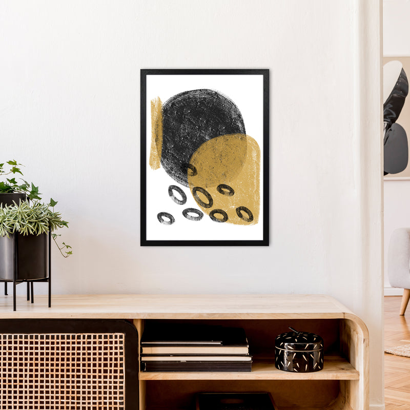 Dalia Chalk Black And Gold Bubbles  Art Print by Pixy Paper A2 White Frame