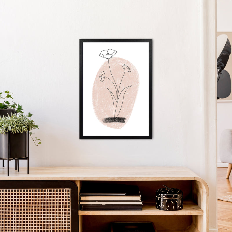 Dalia Chalk Pink Circle Flower  Art Print by Pixy Paper A2 White Frame