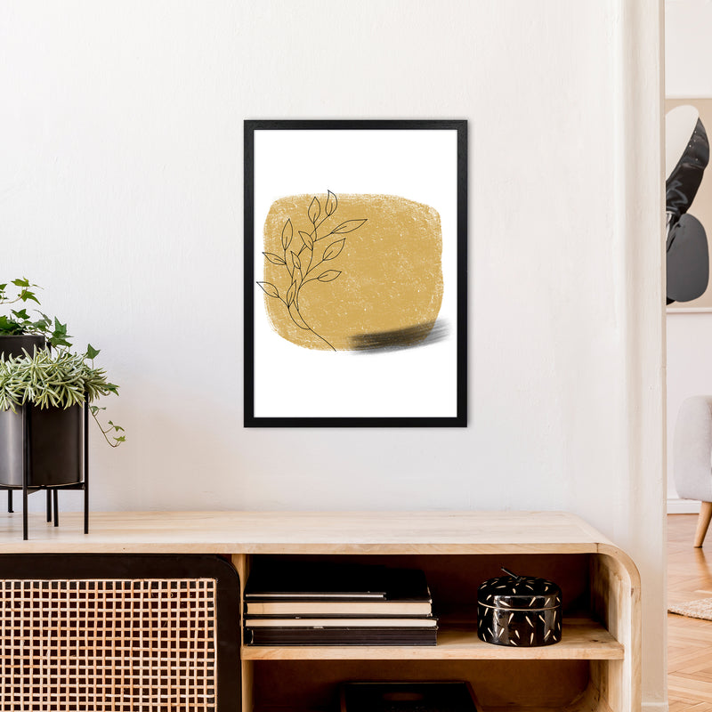 Dalia Chalk Gold Floral Square  Art Print by Pixy Paper A2 White Frame