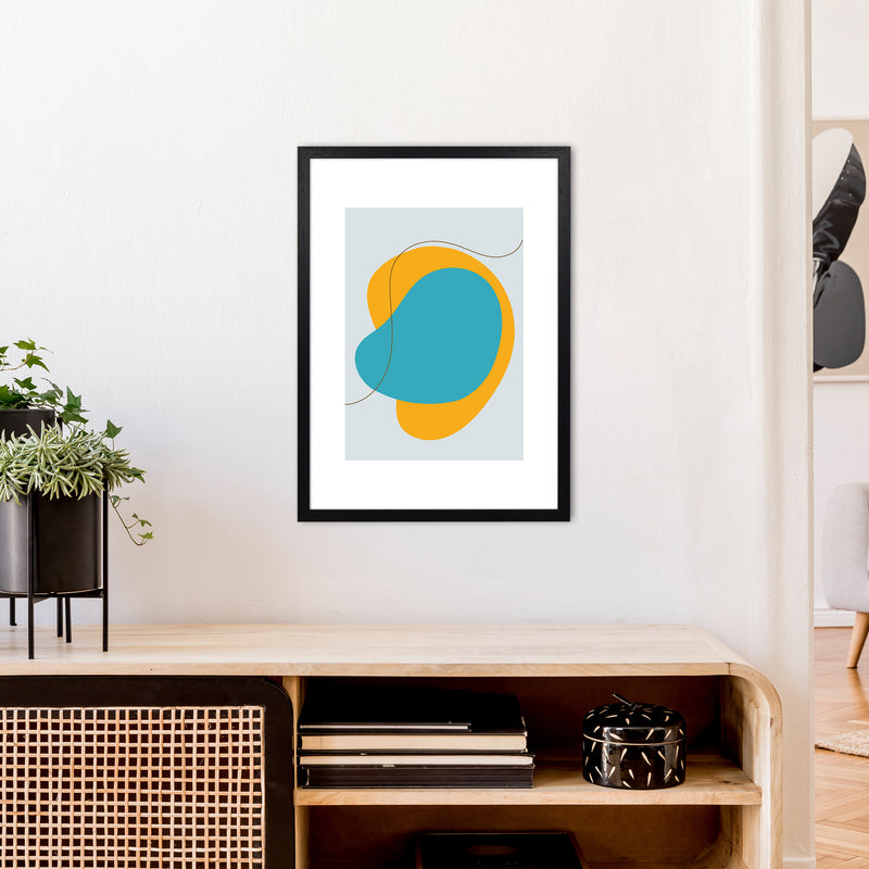 Mita Teal Bold Abstract N22  Art Print by Pixy Paper A2 White Frame