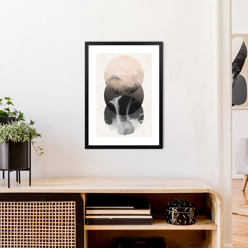 Nude And Pearl Three Circles  Art Print by Pixy Paper A2 White Frame